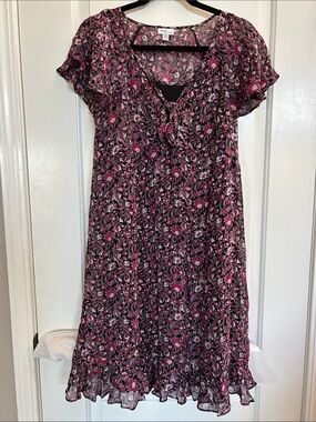 Mimi Maternity Pink and Black Floral Dress